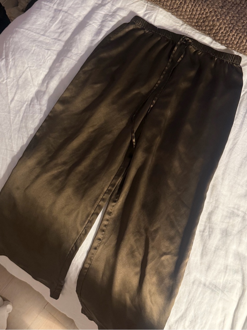 Reformation Brown Satin Pants